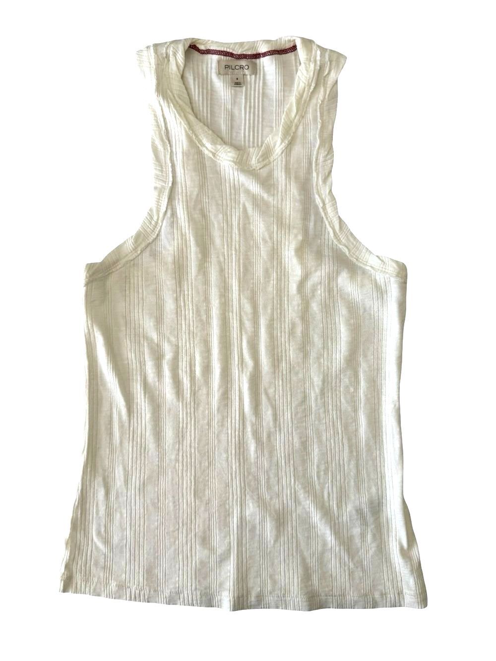 Anthropologie Pilcro Women's Ribbed Tank Top Cream Small Racerback Cotton Modal